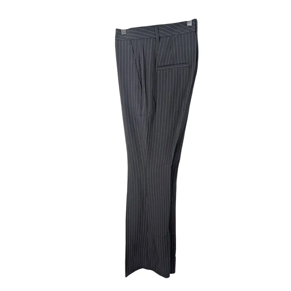 NWT@$110! BANANA REPUBLIC! DOVE GRAY, WHITE PINSTRIPE, WIDE FLARE LEG PANTS! 2